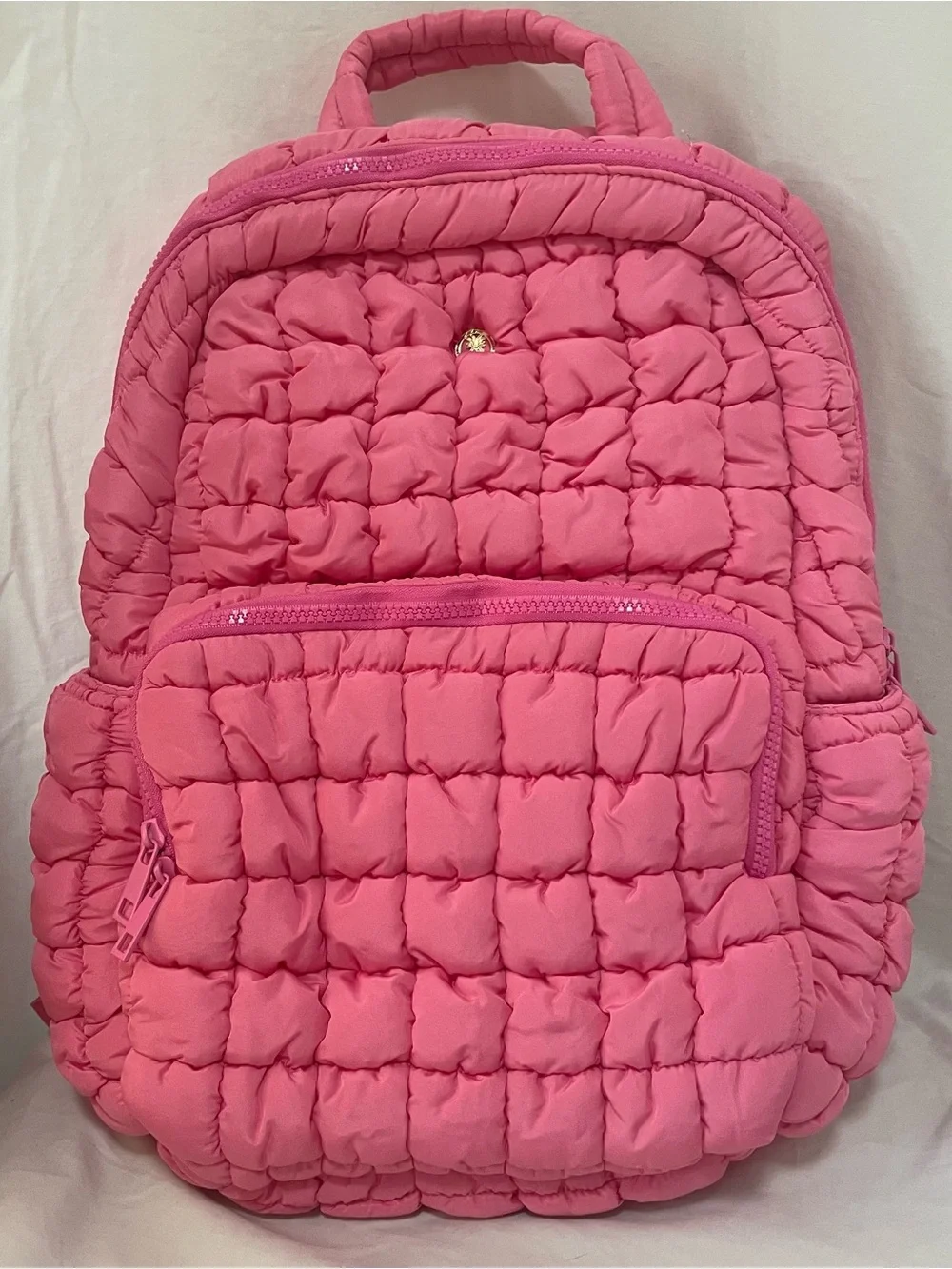 Quilted Puffy Pink Backpack